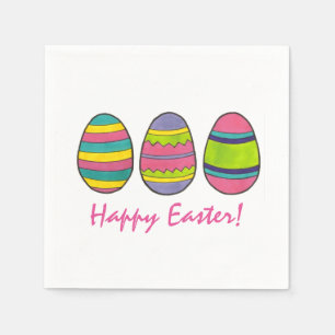 Happy Easter Pink Painted Egg Hunt Eggs Spring Paper Napkins