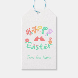 Happy Easter pink rabbit Gift Tags