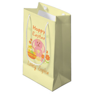 Happy Easter Pink Rabbit Small Gift Bag