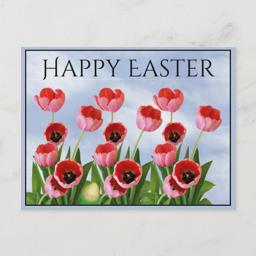 Happy Easter Pink Tulips Floral Photography Postcard