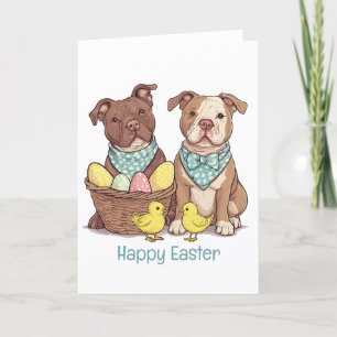 Happy Easter Pit Bull Dogs Holiday Card