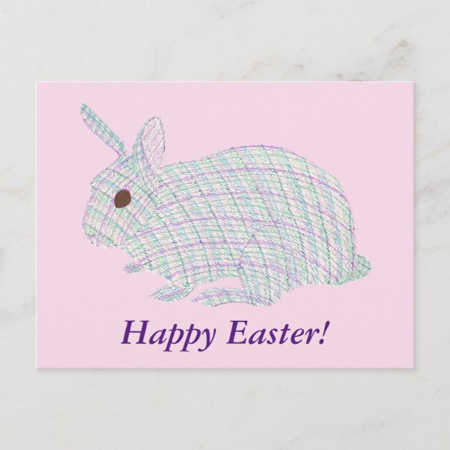 Happy Easter Plaid Bunny Rabbit Postcards (Front)