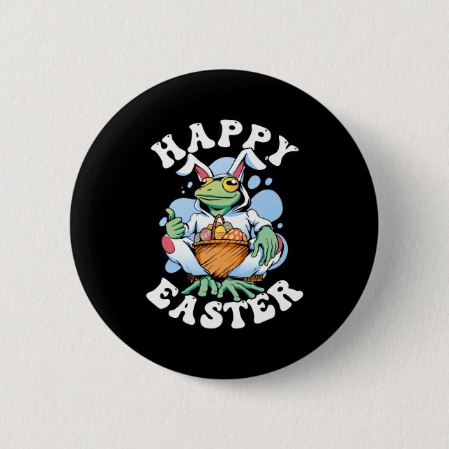 Happy Easter Playful Bunny  Button (Front)