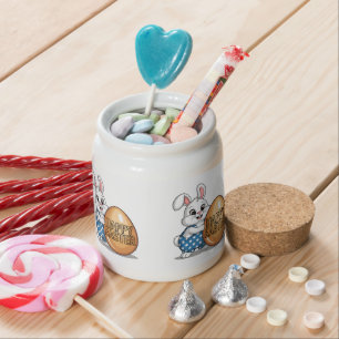 Happy Easter Polka Dot Bunny Candy Jar