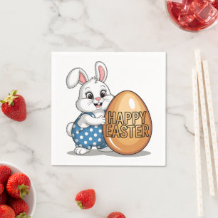 Happy Easter Polka Dot Bunny Napkins