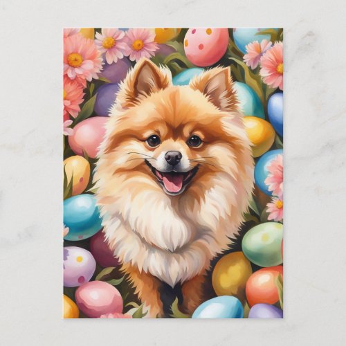Happy Easter Pomeranian Holiday Postcard