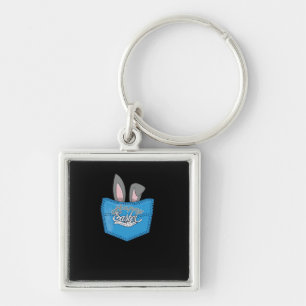 Happy Easter Pop Peeking Bunny Keychain