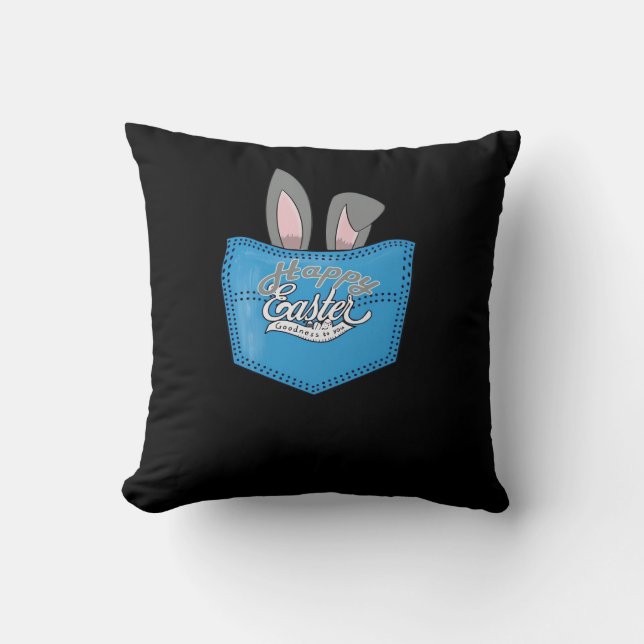 Happy Easter Pop Peeking Bunny Throw Pillow (Front)