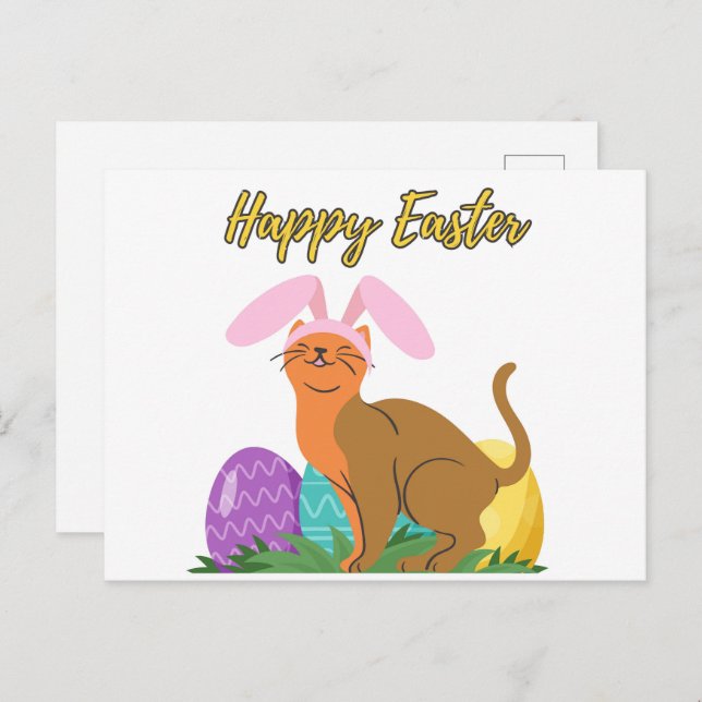 Happy Easter Postcard For Cat Lover (Front/Back)