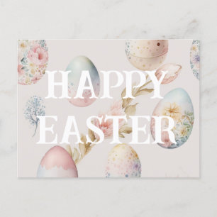 Happy Easter postcard in soft pink colors