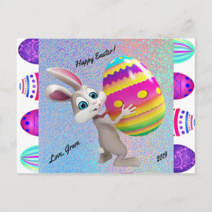 Happy Easter Postcard - Personalize w/ Name & Date