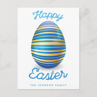 Happy Easter Postcards With Blue Easter Egg