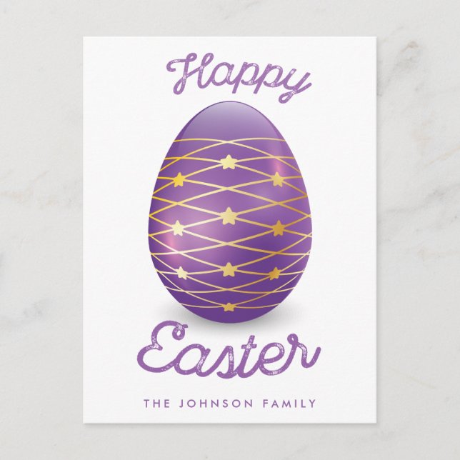 Happy Easter Postcards With Purple Easter Egg (Front)