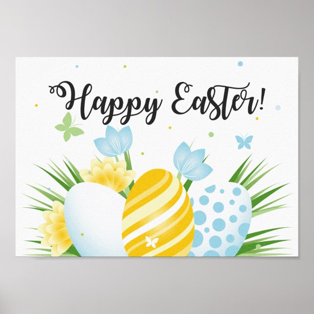 Happy Easter poster - easter eggs poster (Front)