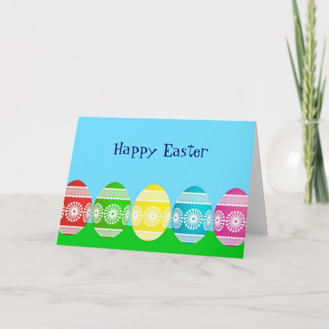 Happy Easter powder blue cute egg design Holiday Card (Front)