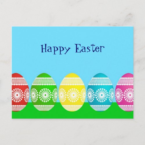 Happy Easter powder blue cute egg design Holiday Postcard