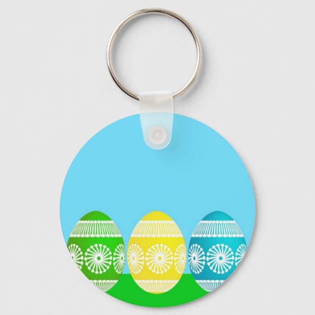 Happy Easter powder blue cute egg design Keychain (Front)