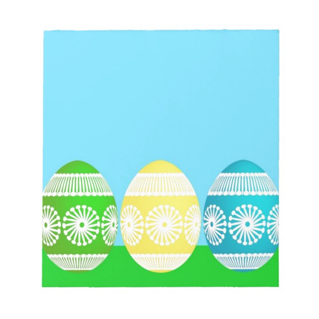 Happy Easter powder blue cute egg design Notepad (Front)