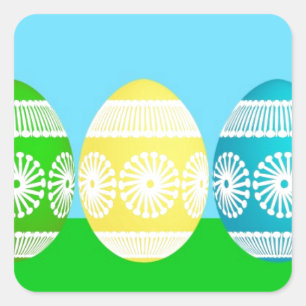 Happy Easter powder blue cute egg design Square Sticker