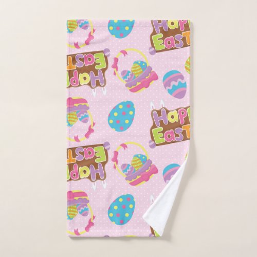 Happy Easter Print Pattern Easter Holiday Hand Towel