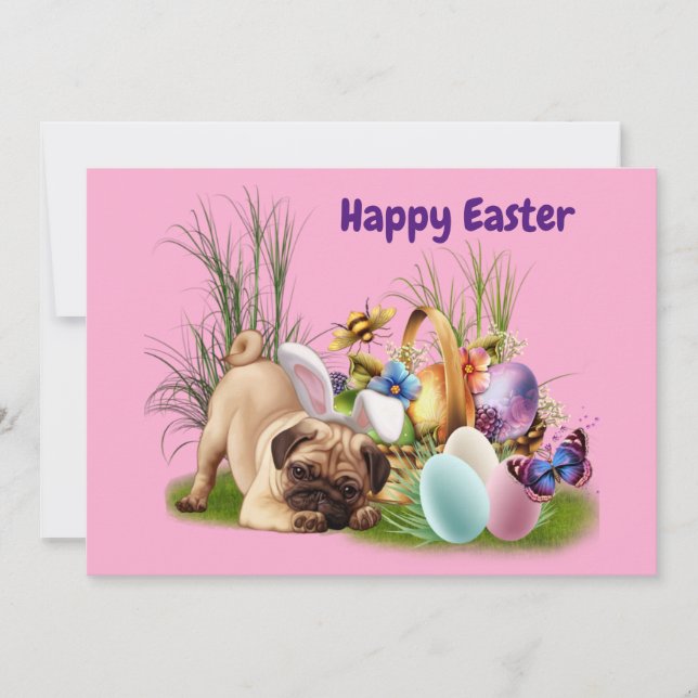 Happy Easter Pub dog Flat Holiday Card (Front)