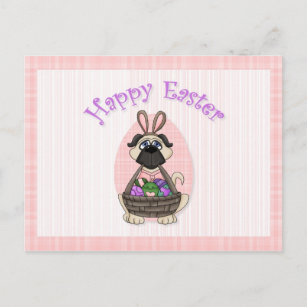 Happy Easter Pug Tees and Gifts for Kids, Adults Holiday Postcard