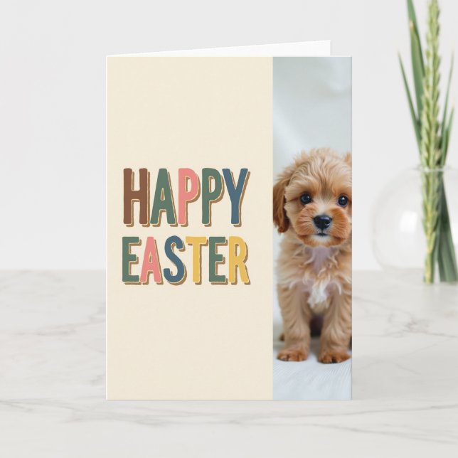 Happy Easter Puppy Face Card (Front)
