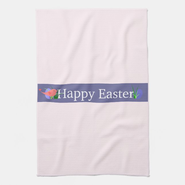 Happy Easter Purple Banner Kitchen Towel (Vertical)