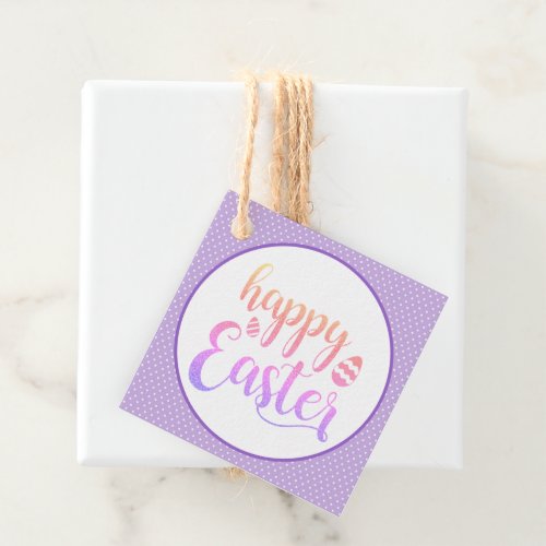Happy Easter Purple Easter Egg Hunt Party Favor Tags
