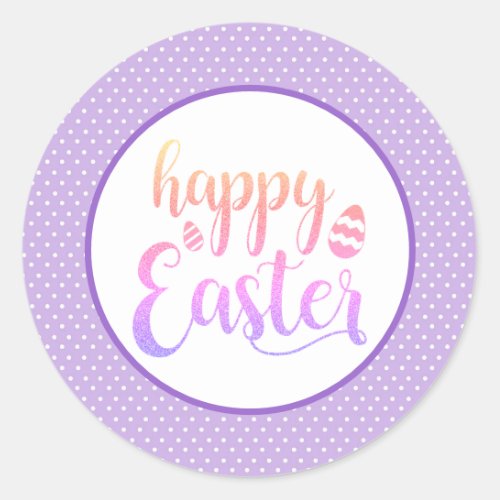 Happy Easter Purple Easter Egg Party Classic Round Sticker