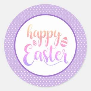 Happy Easter Purple Easter Egg Party Classic Round Sticker