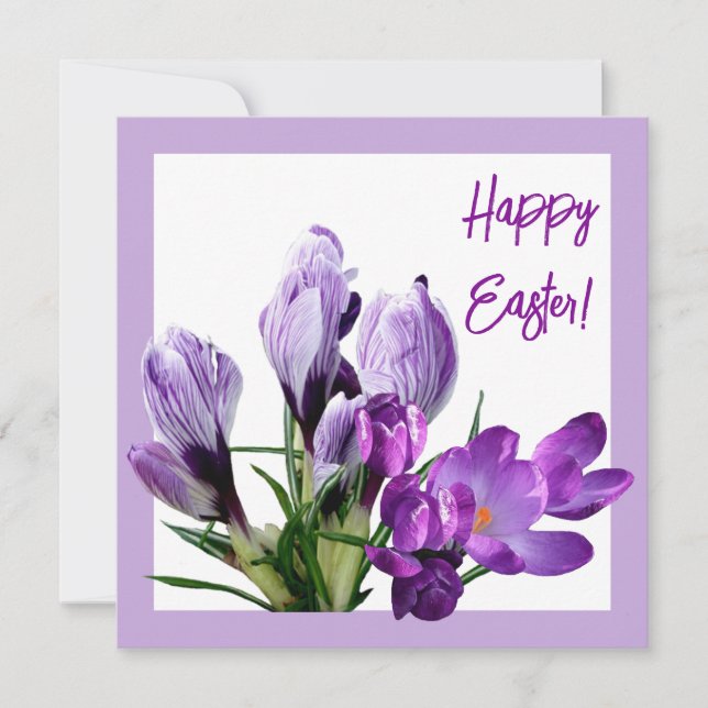 Happy Easter purple floral bright colorful boho Card (Front)