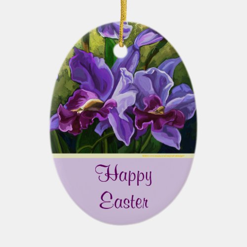 Happy Easter purple flowers decoration