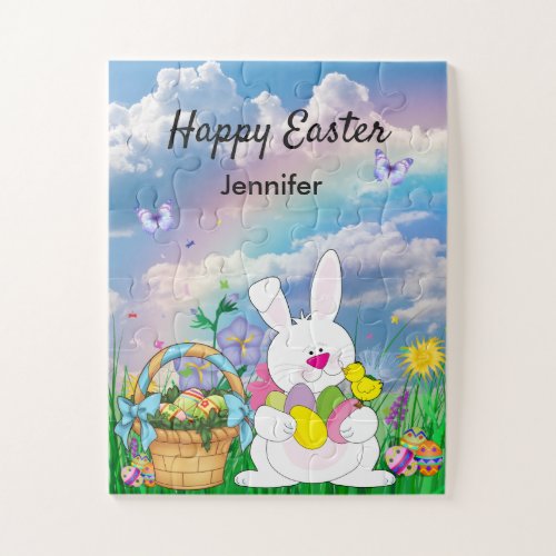 Happy Easter Puzzle with Childs NAME Bunny