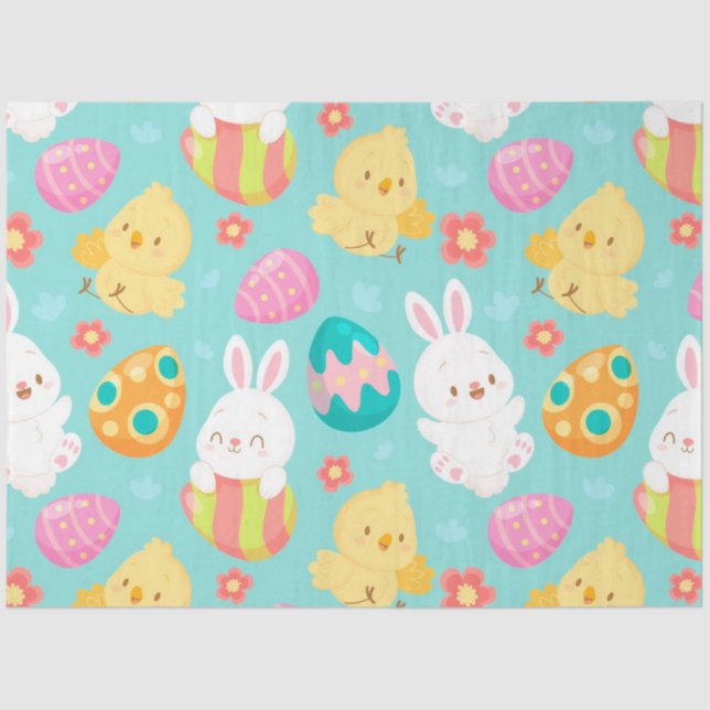Happy Easter Rabbit And Chicken Tissue Paper (Front)