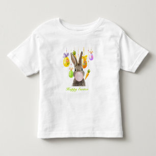 Happy Easter Rabbit Blowing Pink Bubble gum Toddler T-shirt