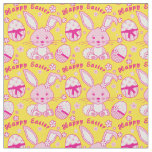 Happy Easter Rabbit bunny and eggs fabric