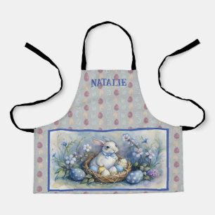 Happy Easter Rabbit Bunny Eggs Name Personalize. Apron
