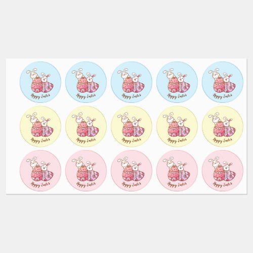 Happy easter rabbit bunny labels