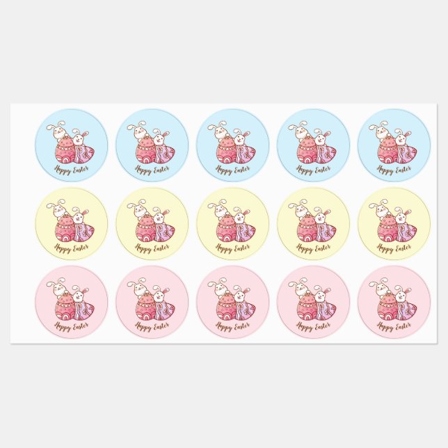 Happy easter rabbit bunny labels (Sheet)