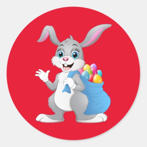 Happy Easter Rabbit Classic Round Sticker