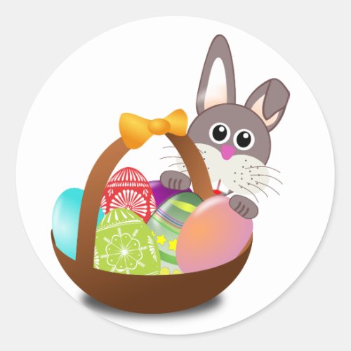 Happy Easter Rabbit Classic Round Sticker