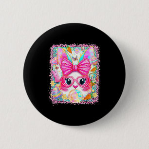 Happy easter rabbit cute bunny face blowing bubble button