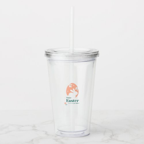Happy Easter – Rabbit & Egg Floral Design Acrylic Tumbler