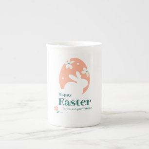 Happy Easter – Rabbit & Egg Floral Design Bone China Mug
