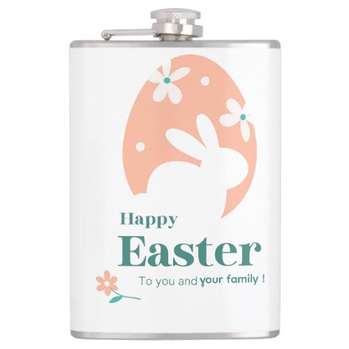 Happy Easter – Rabbit & Egg Floral Design Flask
