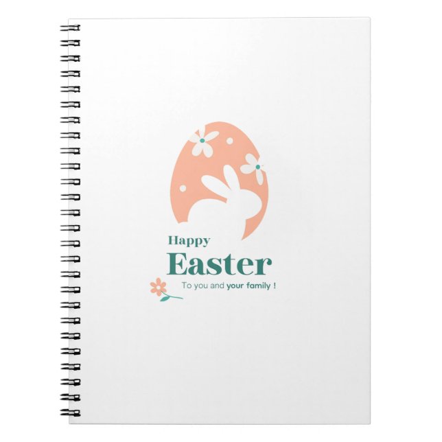 Happy Easter – Rabbit & Egg Floral Design Notebook (Front)