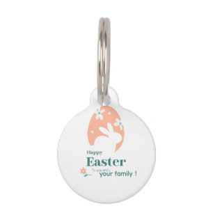 Happy Easter – Rabbit & Egg Floral Design Pet ID Tag