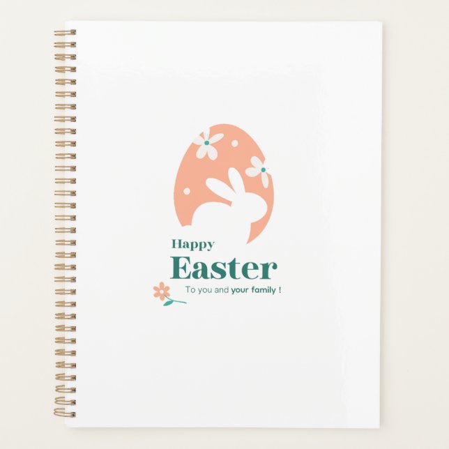 Happy Easter – Rabbit & Egg Floral Design Planner (Front)