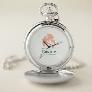 Happy Easter – Rabbit & Egg Floral Design Pocket Watch
